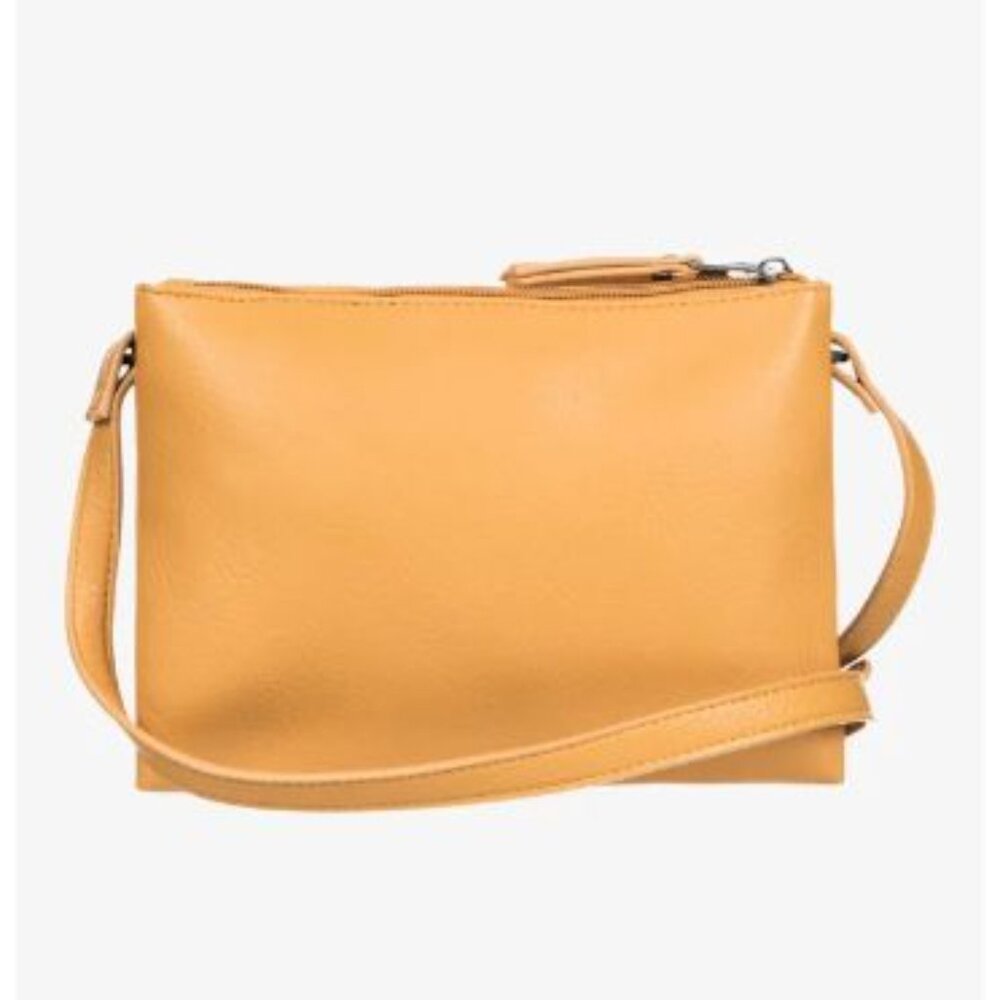 Roxy Women's Part Of You Small Double Zip Crossbody Purse Bag Mustard Yellow Och - Picture 3 of 10